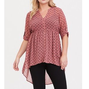 Torrid Rose Hi-Low Baby Doll Tunic, Sz 0X
